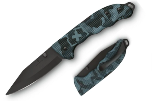 Swiss Army Evoke BSH Folding Knife, Steel Black, Alox Navy Camo, 0.9425.DS222