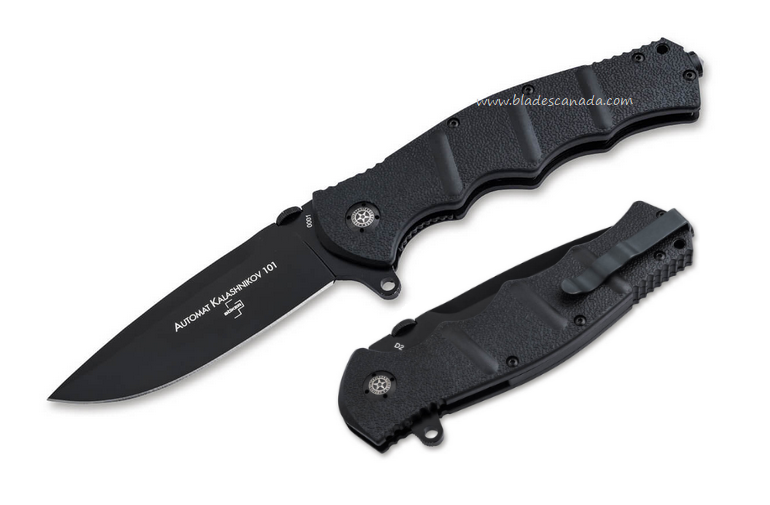 Boker Plis AK101 2.0 Flipper Folding Knife, D2 Black, Black Handle, 01KAL105