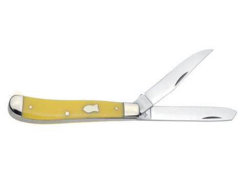Boker Plus Mini Trapper Folding Knife, 440C, Yellow Handle, B-01RY294Y