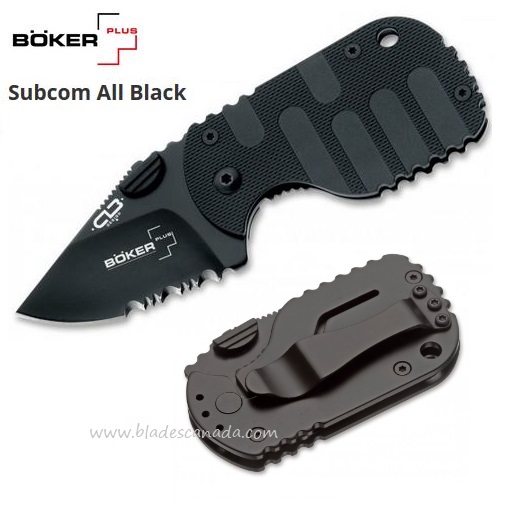 Boker Plus Subcom F Framelock Folding Knife, AUS 8, FRN Black, 01BO586
