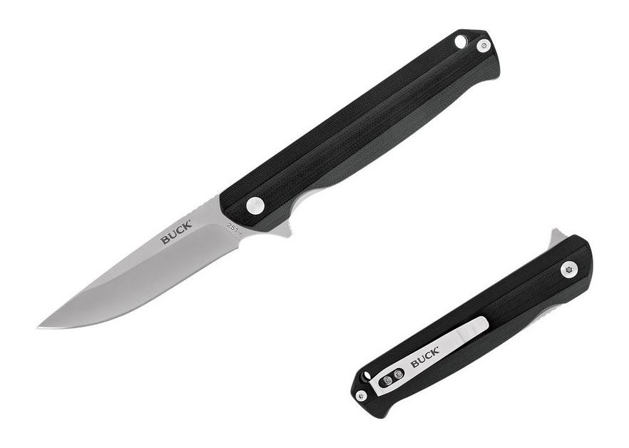 Buck Langford Flipper Folding Knife, G10 Black, 0251BKS