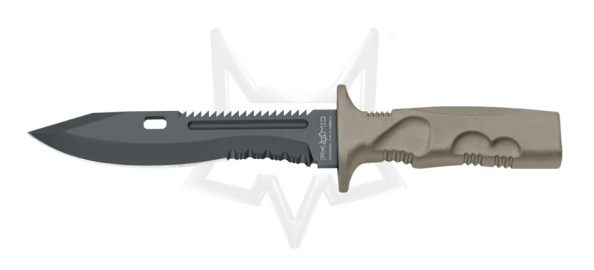 Fox Italy Leonida Combat Survival Fixed Blade Knife, N690Co Black, OD Green Handle, FX-0171106