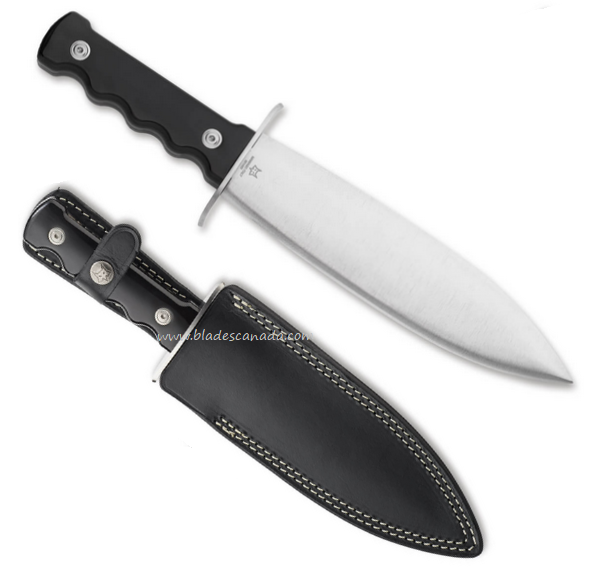 Fox Italy Billao Fixed Blade Knife, N690, Buffalo Horn, Leather Sheath, 02FX775