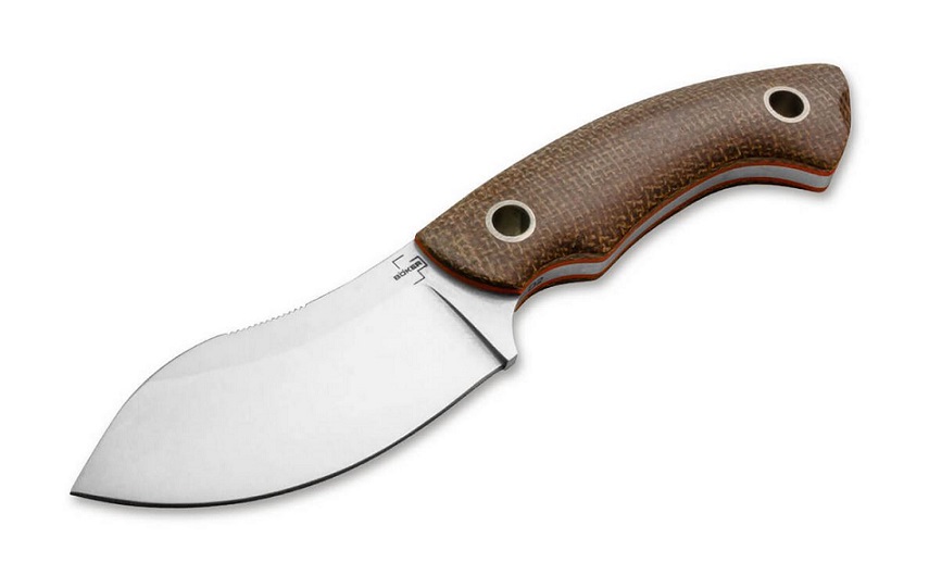 Boker Plus Nessmi Pro Fixed Blade Knife, D2, Micarta, Leather Sheath, 02BO018