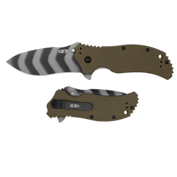 Zero Tolerance 0350OLTS Flipper Folding Knife, Limited Edition, CPM Magna Cut Tiger Stripe, Titanium/G10 Olive Green