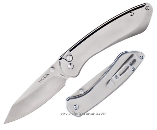 Buck 744 Sovereign Button Lock Folding Knife, Stainless Steel, 0744SSS