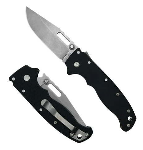 Demko AD20.5 Shark Lock Folding Knife, D2 Clip Point, G10 Black Peel Ply