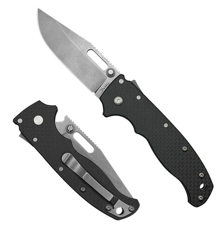 Demko AD20.5 Shark Lock Folding Knife, D2 Clip Point, Carbon Fiber