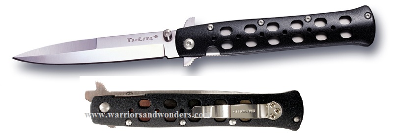 Cold Steel Ti-Lite Folding Knife, AUS 8A 4", Black Handle, 26SP