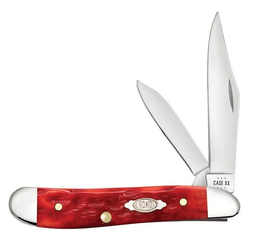Case Peanut Slipjoint Folding Knife, Stainless, Peach Seed Jig Dark Red Bone, 31948