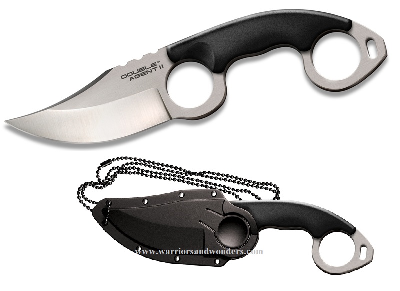Cold Steel Double Agent II Fixed Blade Neck Knife, AUS 8A, Kydex Sheath, 39FN