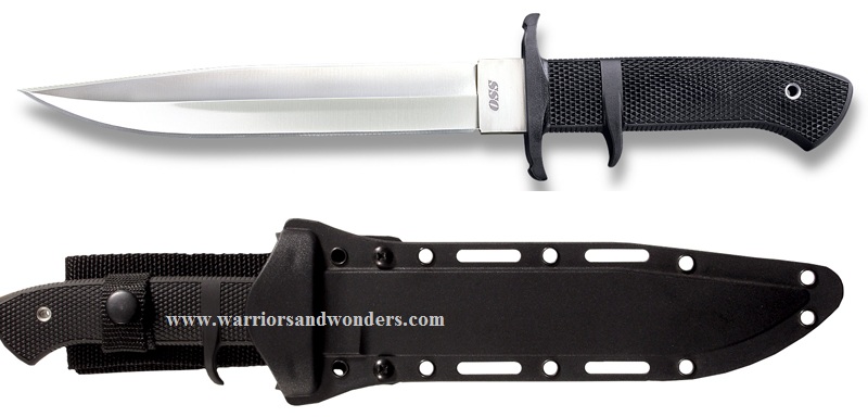 Cold Steel OSS Fixed Blade Knife, AUS-8A Double Edge, Sub-Hilt Handle, Secure-Ex Sheath, 39LSSC