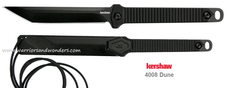 Kershaw Dune Fixed Blade Neck Knife, GFN Black, Hard Sheath, K4008