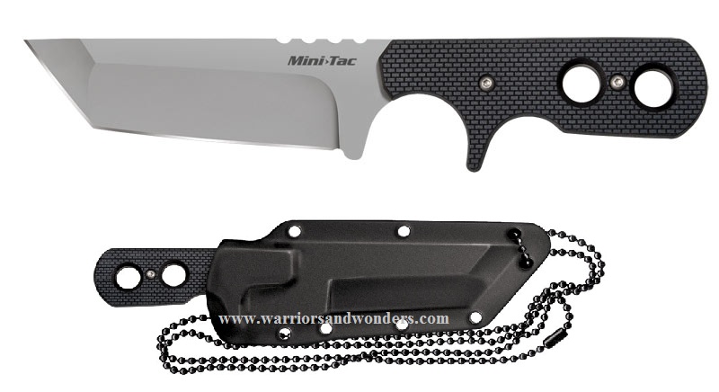 Cold Steel Mini Tac Tanto Fixed Blade Neck Knife, AUS 8A, Kydex Sheath, 49HTF