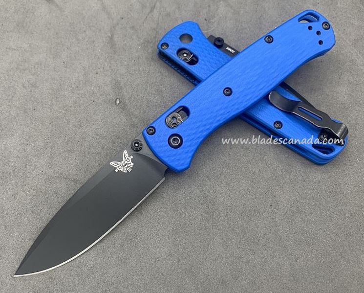 Benchmade Bugout Customized Folding Knife, S90V, Blue G10, Black Thumbstud & Standoffs, 535CU221