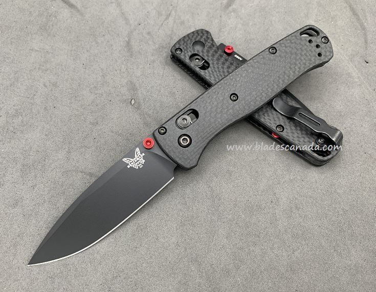Benchmade Bugout Customized Folding Knife, S90V Black, Carbon Fiber, Red Thumbstud, 535CU208