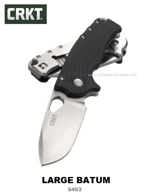 CRKT Large Batum Framelock Folding Knife, G10 Black, CRKT5453