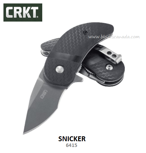 CRKT Snicker Flipper Folding Knife, 420J2 Steel, GFN Black, CRKT6415