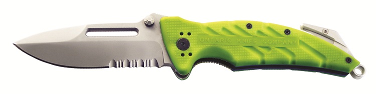 OKC XR 1 Combat Rescue Folding Knife, N690Co, Green Handle, 8763