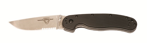 OKC RAT 1 Folding Knife, AUS 8 Partially Serrated, Black Handle, 8849