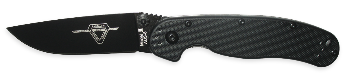 OKC RAT 2 Folding Knife, AUS 8 Plain Edge, Black Handle, 8861
