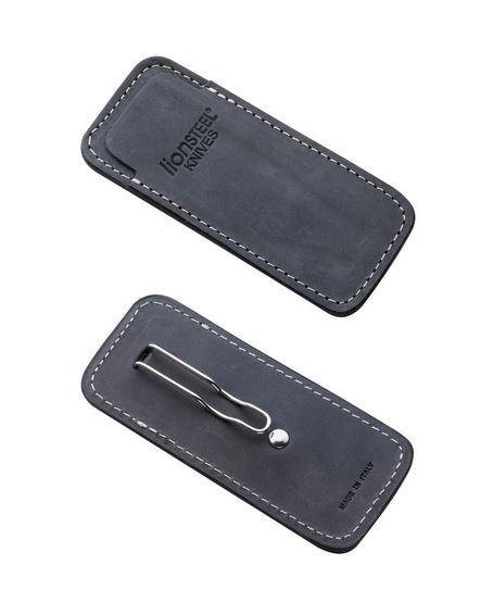 Lion Steel Vertical Leather Sheath with Clip, 900FDV3 BL