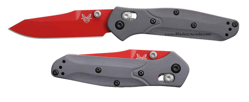 Benchmade Shot Show 2024 Exclusive Osborne Folding Knife, S90V Red, G10 Gray, 945RD-2401