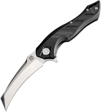 Artisan Cutlery Eagle Flipper Framelock Knife, S35VN Satin, Titanium Black/Carbon Fiber, 1816G-BKS
