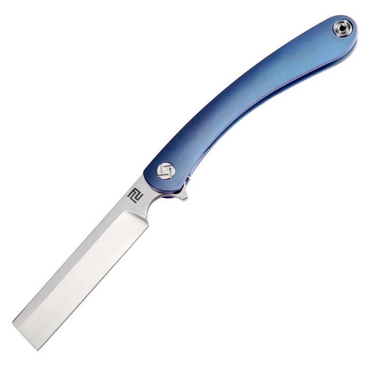 Artisan Cutlery Orthodox Flipper Framelock Knife, M390, Titanium Blue, 1817GS-BUM