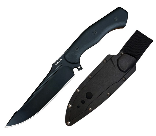 Begg Knives Alligator Fixed Blade Knife, 14C28N Black, G10 Black, FRN Sheath, BG047