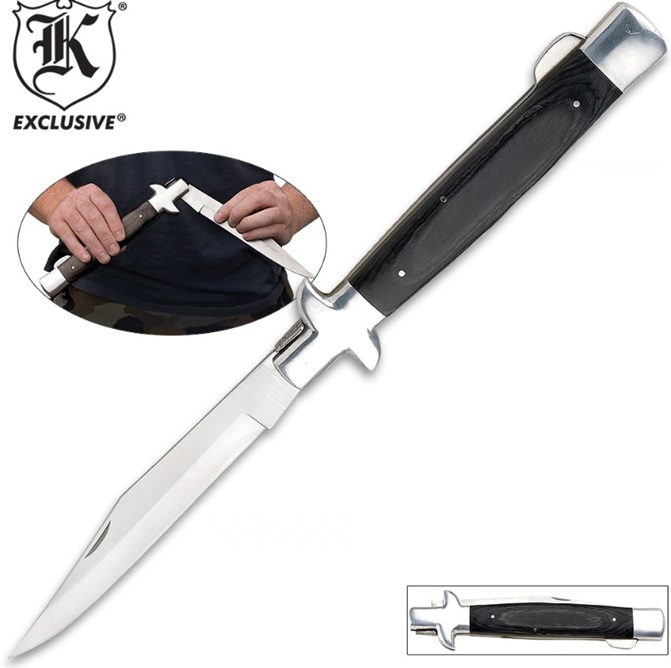 Timber Wolf Rattler Monster Stiletto Folding Knife, 18" O/A, BK1540