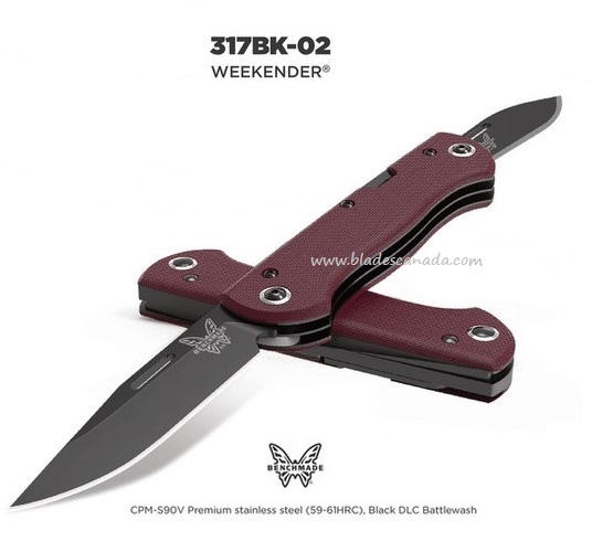 Benchmade Weekender Folding Knife, S90V Steel, Canvas Micarta, Slipjoint, 317BK-02