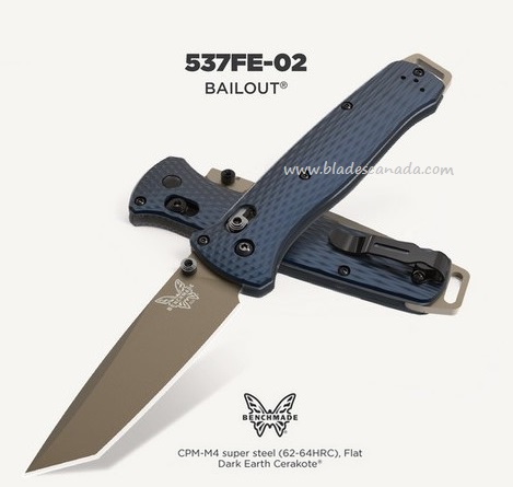 Benchmade Bailout Folding Knife, M4 Steel, Aluminum Handle, 537FE-02