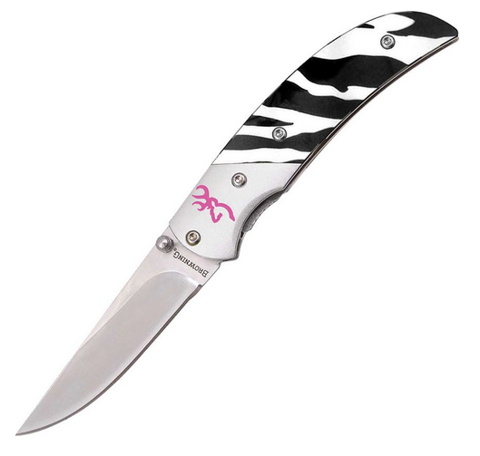 Browning Safari Prism Folding Knife, Zebra Pattern Handle, BR776