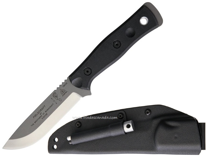 TOPS B.O.B Hunter Fixed Blade Knife, 154CM, G10 Black, Nylon Sheath, BROS154BLKG10
