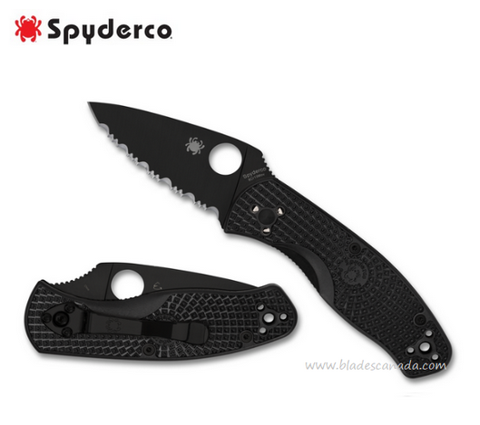 Spyderco Persistence Lightweight Folding Knife, Black Serrated Blade, FRN Black, C136SBBK