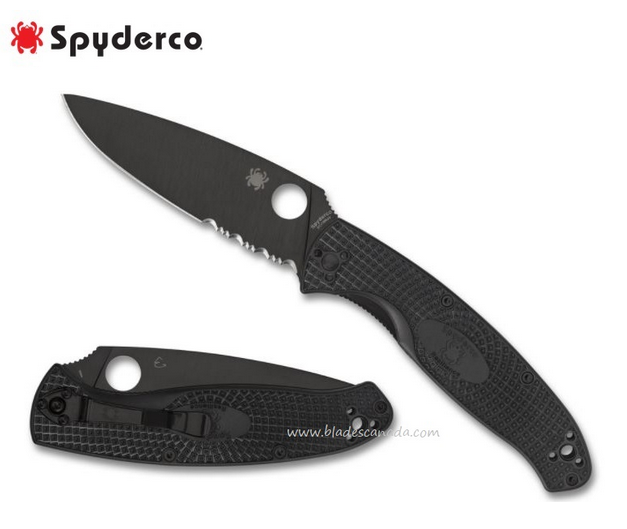 Spyderco Resilience Lightweight Folding Knife, Black Partial Serration, C142PSBBK