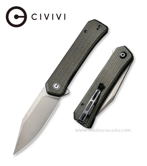 CIVIVI Relic Flipper Folding Knife, Nitro-V SW, Micarta Green, 20077B-3