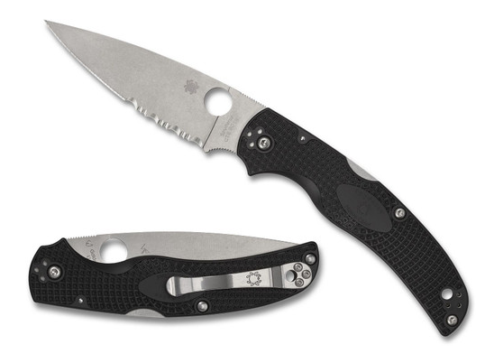 Spyderco Native Chief Lightweight Folding Knife, CTS BD1N Partially Serrated, FRN Black, C244PSBK