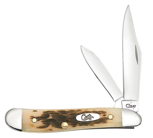 Case Peanut Slipjoint Folding Knife, Stainless Steel, Bone Amber Peach Seed Jig, 00045
