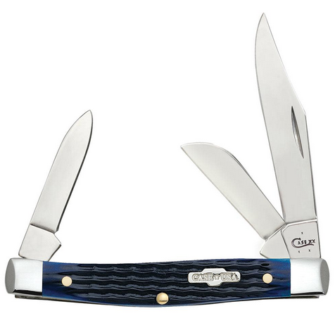 Case Medium Stockman Slipjoint Folding Knife, Stainless Steel, Blue Bone Corn Cob Jig, 02806