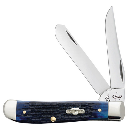 Case Mini Trapper Slipjoint Folding Knife, Stainless Steel, Blue Bone Corn Cob Jig, 02838