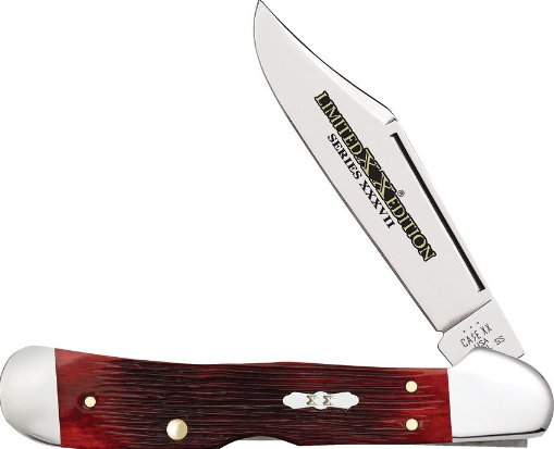 Case Copperlock LE XXXVII Ltd Edition Folding Knife, Stainless Steel, Bone Red Barnboard Jigged, 12213