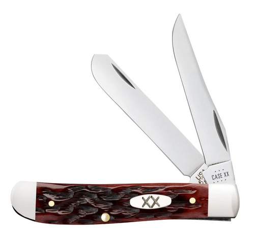 Case Mini Trapper Slipjoint Folding Knife, Stainless, Peach Seed Jig Mahogany Bone, 25133