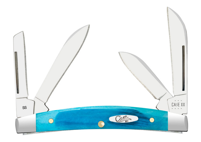 Case Small Congress Slipjoint Folding Knife, Stainless Steel, Carbibbean Blue Bone, 25586