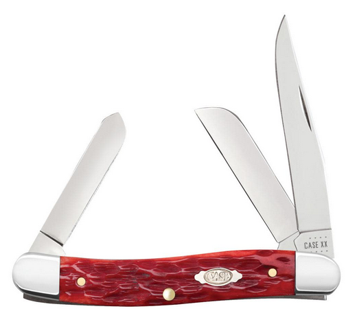 Case Medium Stockman Slipjoint Folding Knife, Stainless, Peach Seed Jig Dark Red Bone, 31951