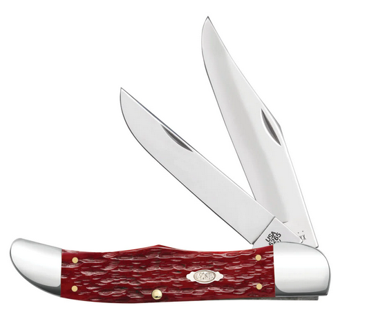 Case Hunter Folding Knife, Stainless, Peach Seed Jig Dark Red Bone, 31960