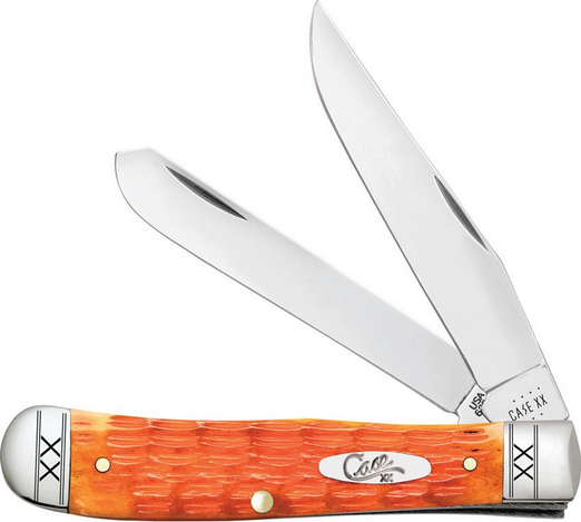 Case Trapper Slipjoint Folding Knife, Stainless, Cayenne Bone Crandall Jig, 35810