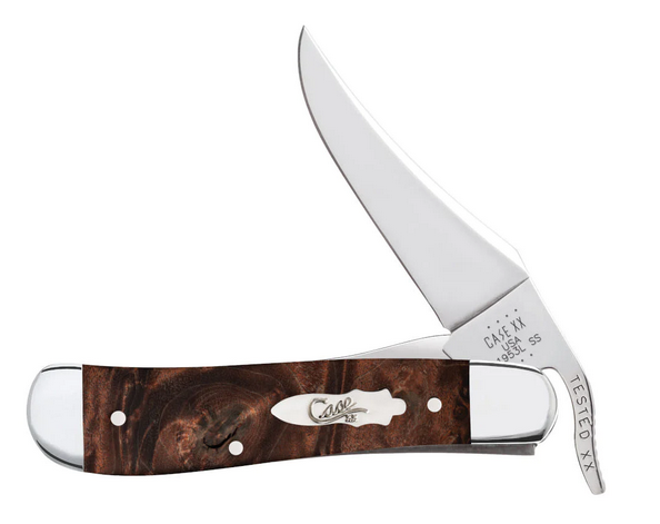 Case RussLock Folding Knife, Stainless, Maple Burl Wood, 64068