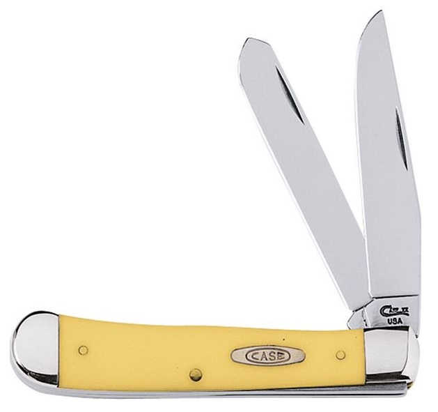 Case Trapper Synthetic Folding Knife, Yellow Handle, 80161
